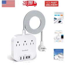 Power Strip with USB C, 3 Outlets 4 USB Ports 22.5W/4.5A Desktop Charging Sta...