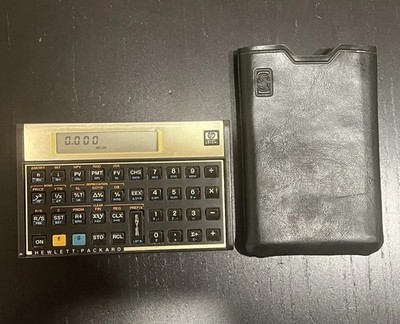 Vintage HP HP 12C Financial Handheld Calculator, Programmable LCD, Battery, Case