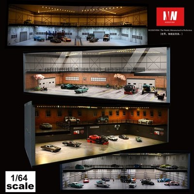 Diorama 1:64 Garagenmodell 3 LED-Modi Showroom Parkplatzszenen Modell Display DE