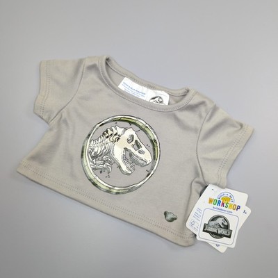 Build A Bear grau Jurassic World Dinosaurier Skelett T-Shirt Top neu mit Etikett