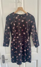 Black Patterned 3/4 Sleeve Mini Dress, Reserved, Size 8