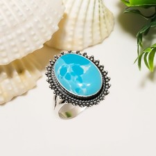 Blue Larimar 925 Sterling Silver Ring, Christmas Gift, Unique Silver Ring