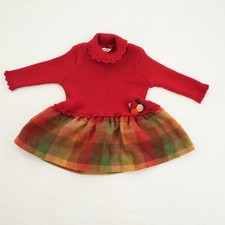Vintage Mayoral Red Tartan Baby Girl Dress Lo...