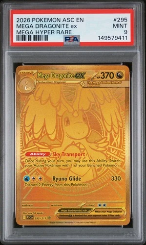 2026 POKEMON ASC EN-ASCENDED HEROES MEGA HYPER RARE #295 MEGA DRAGONITE EX PSA 9