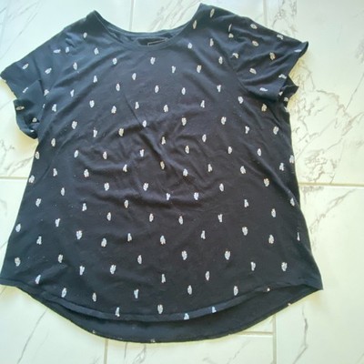 Sonoma Women XXL Black Cactus Print Short Sleeve Everyday Tee Vietnam