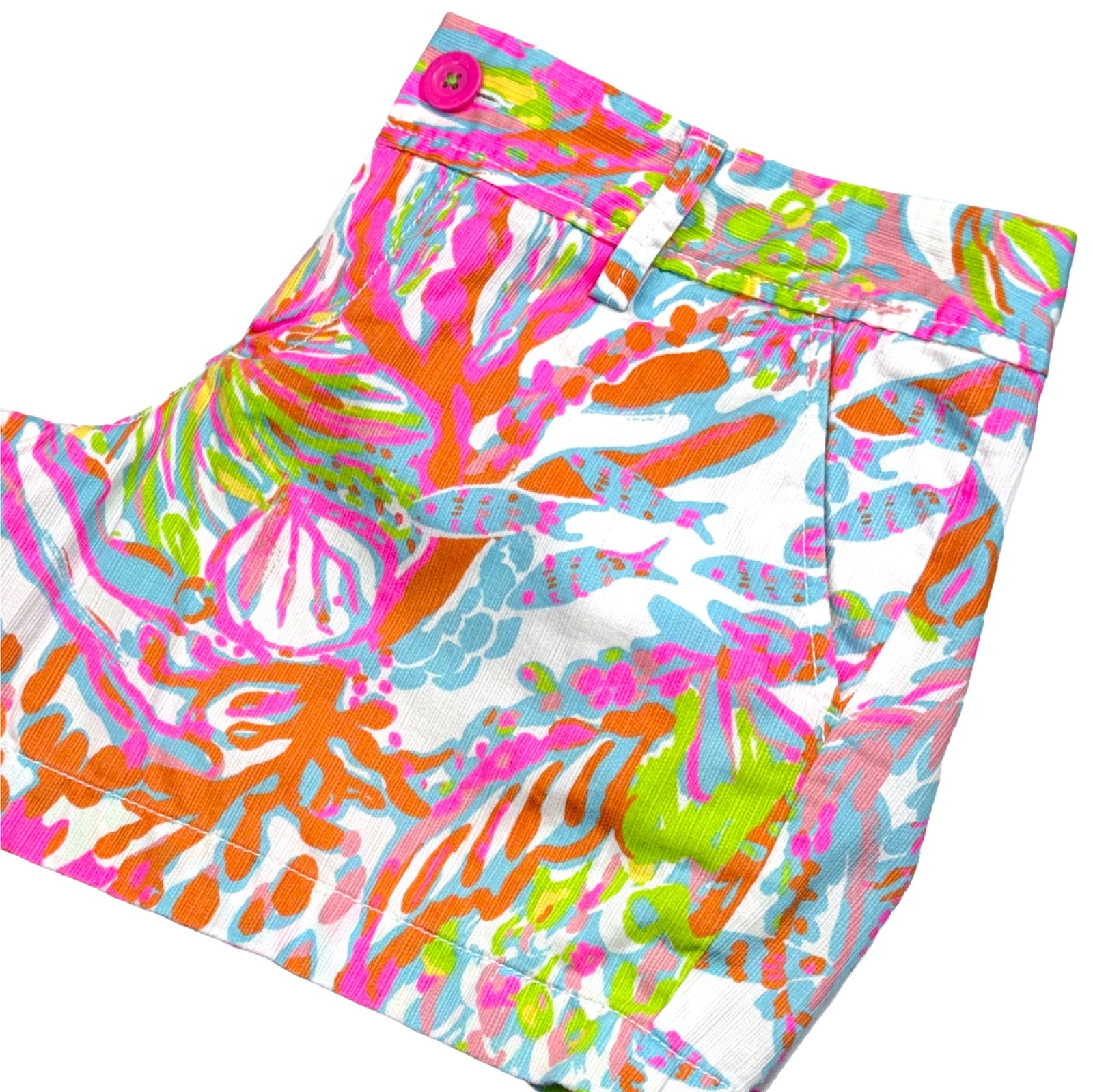 Lilly Pulitzer Callahan Shorts Scuba to Cuba Neon Multicolors White Size 6 EUC