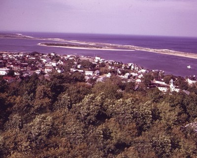 Waterfront Aerial View Sandy Hook Beach Jersey City NJ 8x10 PHOTO 1973