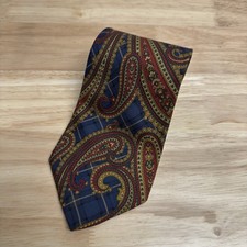 Tommy Hilfiger 100 Italian Silk Men  s Neck Tie Made In USA Paisley Check Print