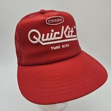 Cerro QuicKit Tube Kits Hat Red Puffy Print Trucker Mesh Snapback USA Made Cap