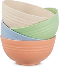 Chuboir Plastic Cereal Bowls Set of 4, 24 oz Large Capacity, Microwave Dishwashe