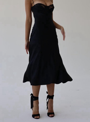 Mirror Palais - Ballet Noir 100% Silk Midi Dress, Size Small