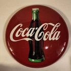 Vintage Original 12” Classic Coca-Cola Coke Round Button Metal Sign 1990