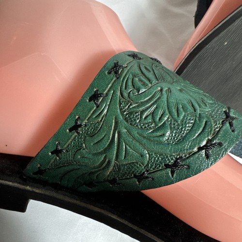 Roper Women's Turquoise Tooled Leather Sandals Flip Flops Size 10 Aztec Western - Picture 5 of 8