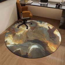 Holy Blessing Scene Round Mat - Non-Slip Soft Polyester Area Rug with Vibrant Re