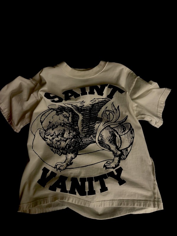 Saint Vanity Men’s White Graphic Logo Crew Neck Short Sleeve T-Shirt Size S