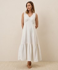 Pact Women's Coastal Double Gauze Beach To Brunch Maxi Dress Medium Sea Salt