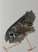 ACEO Original Painting, Bird Impressionism Oil Art, Emmer Plaxe, Animal Abstract