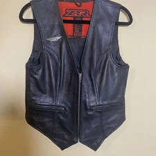 Z1R Womens Black Leather Zippered Motorcycle Vest Size L