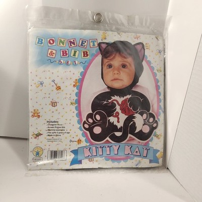 Kitty kat rubies bonet and bib set Vintage Baby Costume Cat Halloween Clothes
