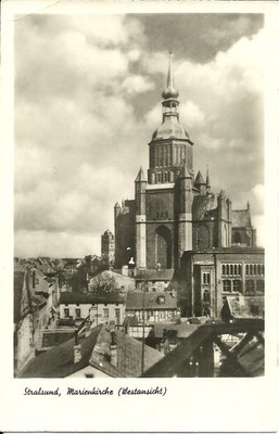 AK Hansestadt Stralsund Ostsee - Marienkirche (Westansicht), Altstadt - ca. 1955