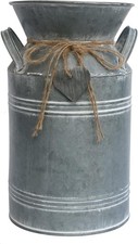 Vintage Galvanized Metal Milk Can, Farmhouse Decorative Flower Vase, Rustic Fren
