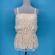 Alice  Olivia Cream Silk Lace Blouson Camisole Top Size Small Fairy Ethereal