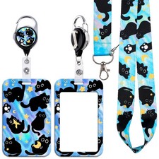 BKBKAAK Cat Badge Holder with Lanyard - Cute Design ID 19x1 INCH,