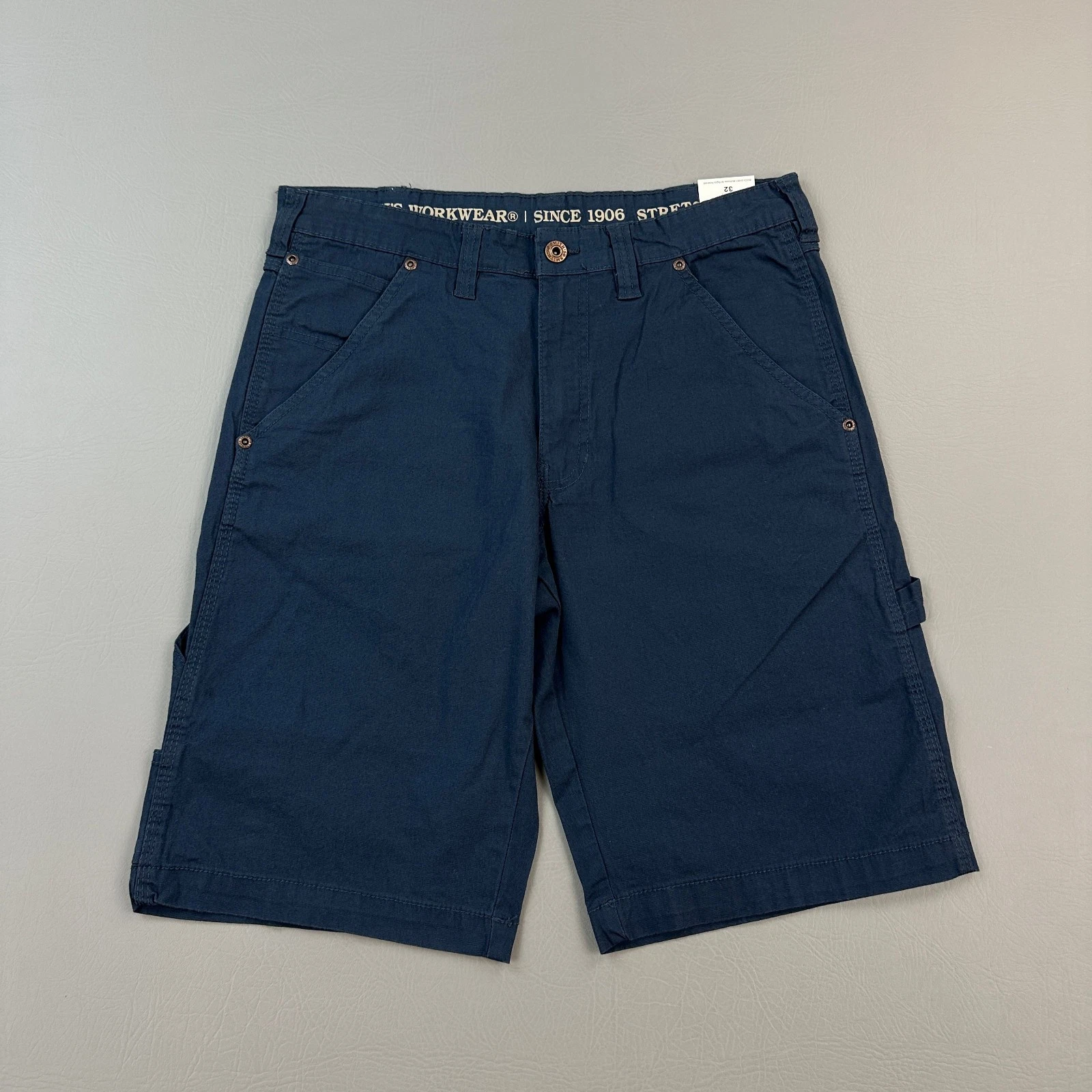 Smiths Workwear Shorts Mens 32 Navy Duck Canvas Carpenter Relaxed Utility NWT