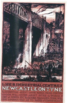 UK RAIL WERBEPLAKAT AUF POSTKARTE LNER NEWCASTLE AUF TYNE KARTE NR10176031