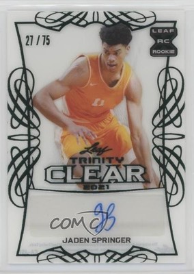 2021 Leaf Memories 2021-22 Trinity Clear Update Green /75 Jaden Springer #CA-JS1