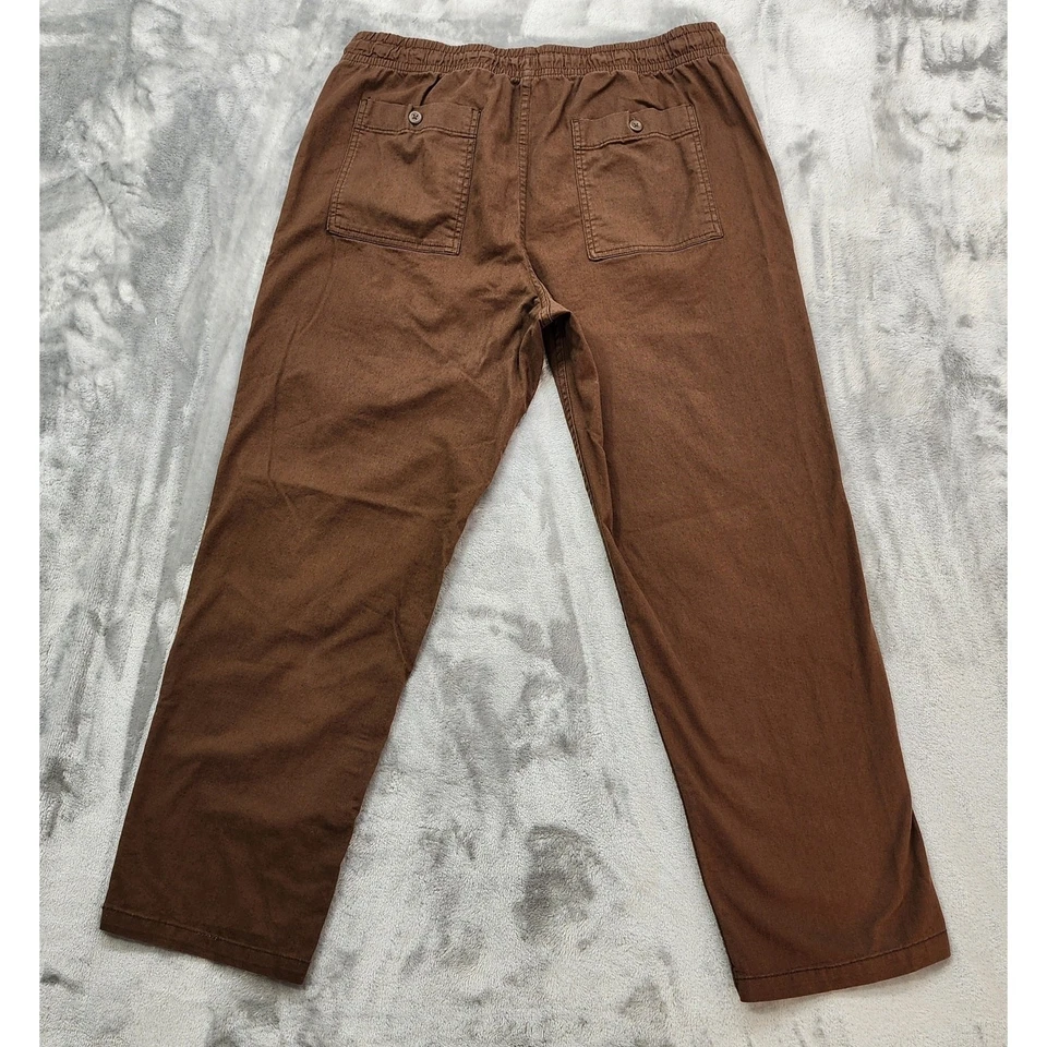 Old Navy Pants Men L Brown Dark Walnut Loose Taper Pull On Built in Flex Stretch - Image 2 of 4