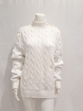 Vintage Polo Ralph Lauren White Cable Knit High Neck Line Cotton Sweater- XL