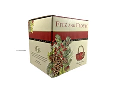 Fitz & Floyd “Winter Claus” Ceramic Basket Christmas Holiday Decor 2015 New