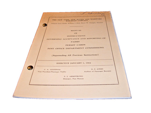 JANUARY 1964 NEW HAVEN INSTRUCTIONS GOVERNING PASSES PERMIT CARDS AND USPS