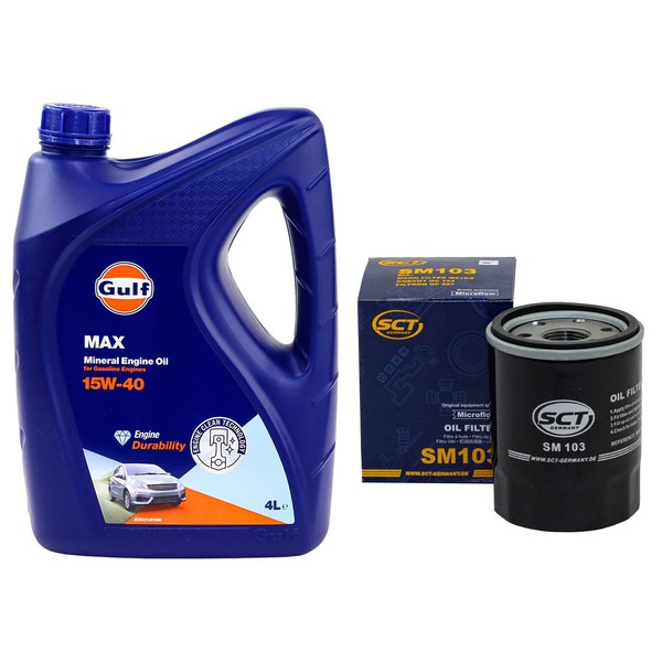 MotoröL Set Gulf Max 15W-40 4 Liter + ÖLfilter FüR Mitsubishi Smart Forfour 1.1-image