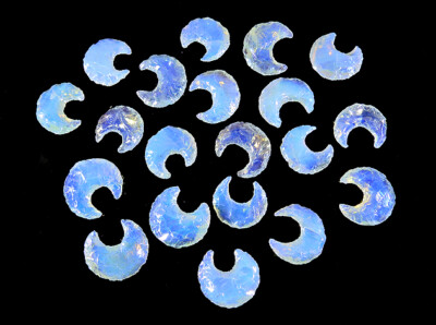 Angel Aura Quartz Opal Moon Rainbow Coated Crescent Metaphysical Glass Moon EA9