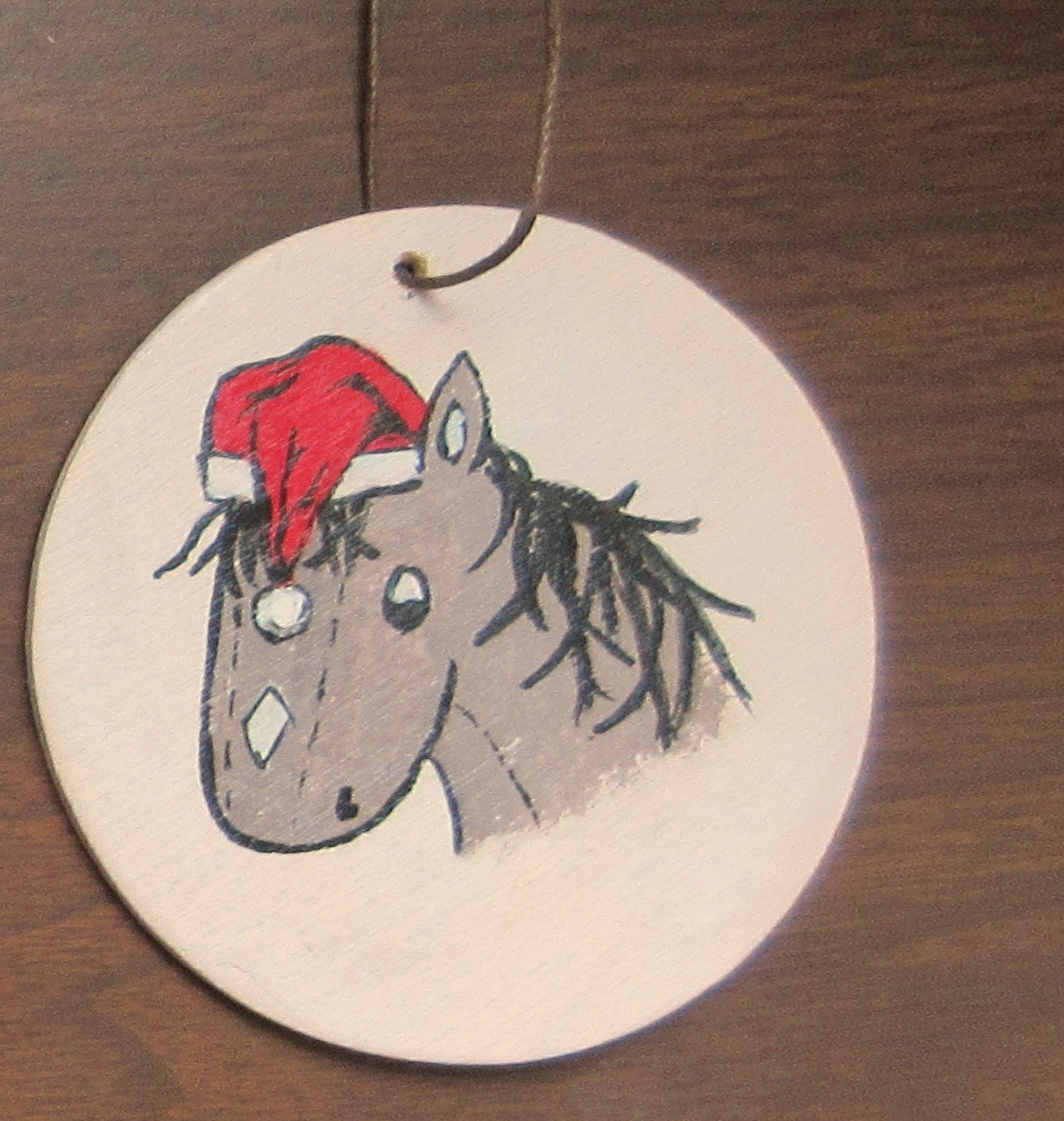 Ornamenti dipinti a mano gruppo di 4 pupazzi di straccio pony con cappelli di Babbo Natale