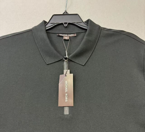 MICHAEL KORS MK Men's SS Polo Shirt Quarter Zip Black Sz 2XL NWT $118 - Picture 2 of 7