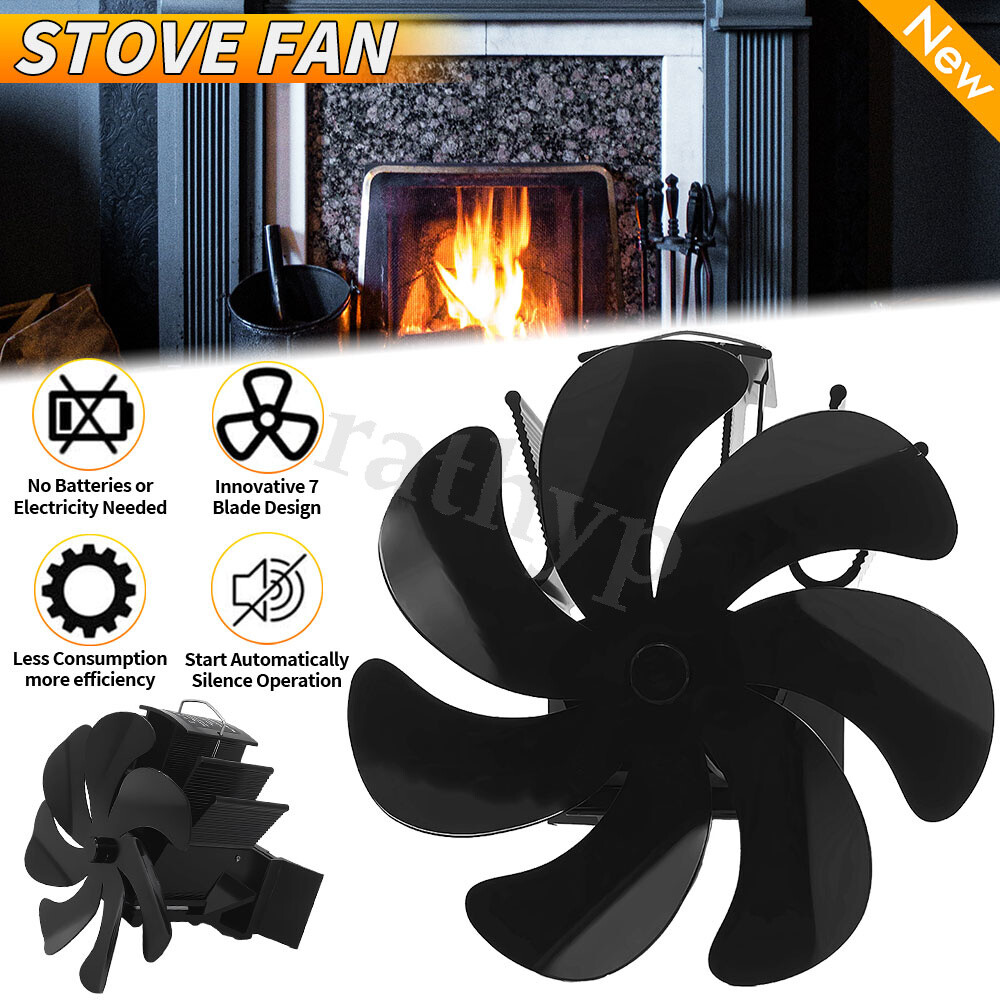 Stove Fan 7 Blade Fireplace Small Wood Log Burner Fan Heat Powered  Circulating | eBay