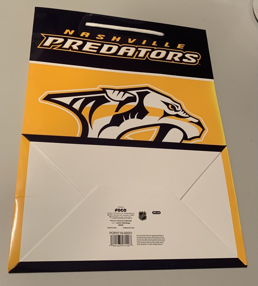 Nashville Predators Official 13 X 10 Inch Glossy Gift Bag W/ White Gift