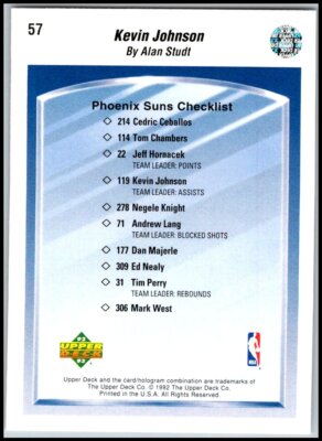 1992-93 UD Upper Deck #57 Kevin Johnson - FREE SHIPPING! | eBay