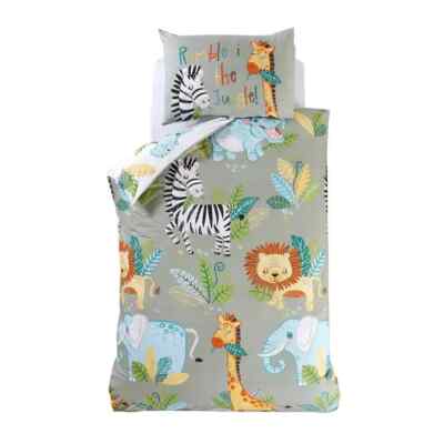 Wende Kinder Tier Katze Bär Dschungel Bettdecke Quilt Bett Bettwäsche Set Single