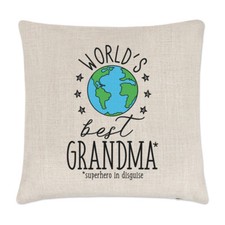 World's Best Grandma Linen Cushion Cover Pillow - Funny Gift Present Grandmother