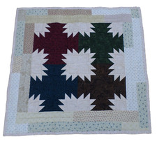 BABY QUILTED COTTON BLANKET THROW NURSERY HANDMADE 31" X 32"