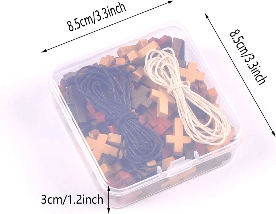 100 Piezas Cuentas Cruzadas Madera Decoraciones Adornos Dijes Colgante Joyería Niños Regalo Foto 3 de 4