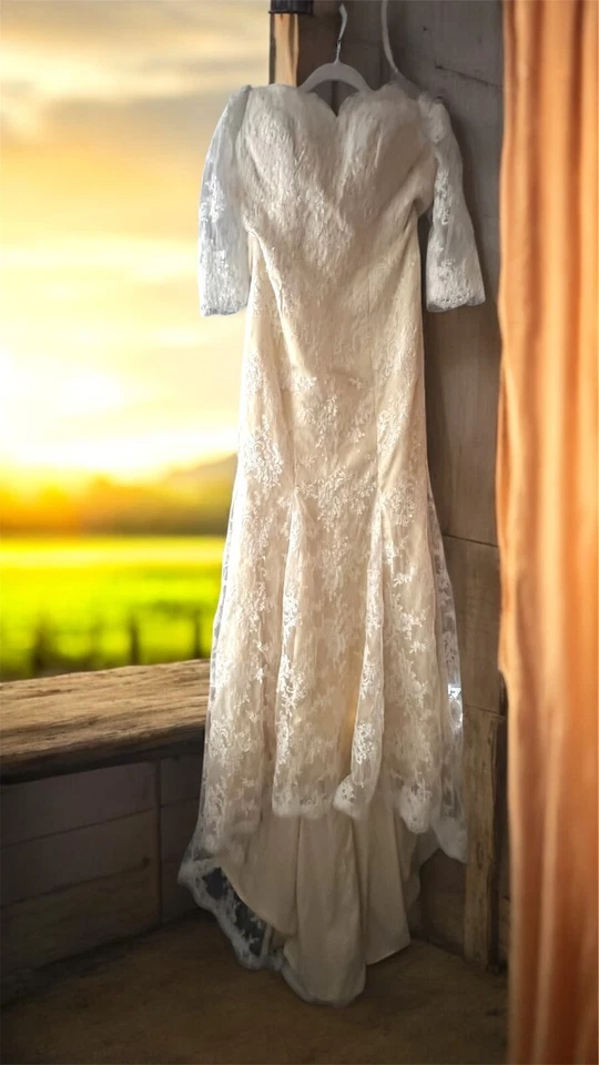 Vestido de novia boho de encaje talla 12 | Vestido de novia de verano | ¡Belleza usada única! Foto 3 de 4