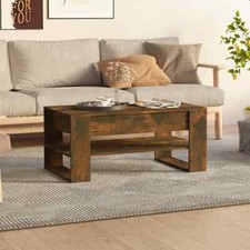 Coffee Table Smoked Oak 102x55x45cm Modern Engineered Wood Living Room
