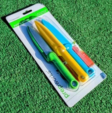 Paring Knives w/Color Coded Covers Straight Edge 3.5" blade 7.25"L NIP