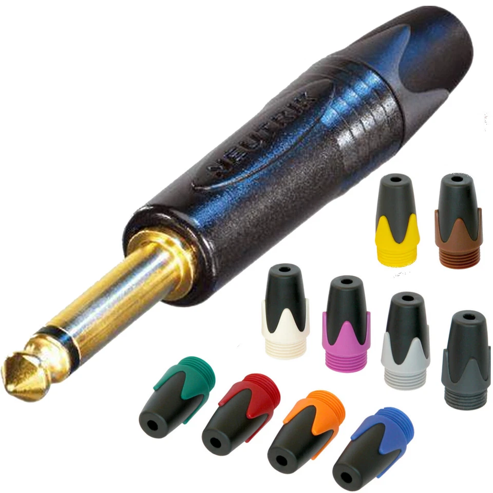 Neutrik NP2X-B 1/4 Jack Plug TS Mono 2 Pole Black Gold Contact Colour Boot BPX-L