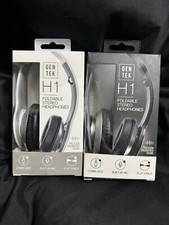  2 GenTek H1 Foldable Stereo Headphones w/ Built-In Mic 1 White  1 Black